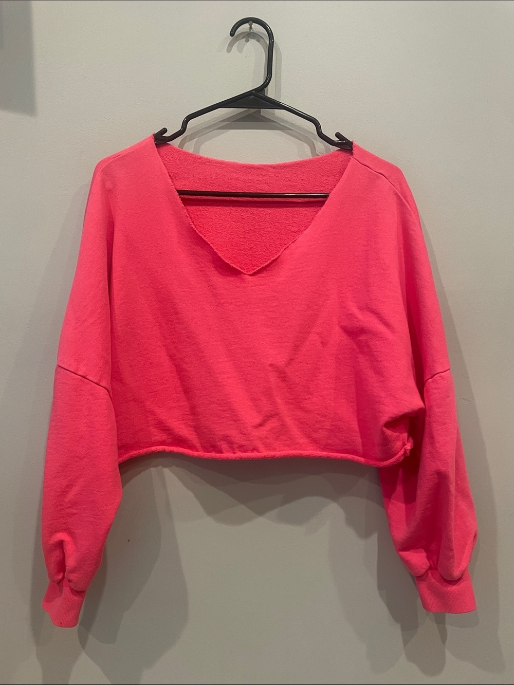 Neon pink fun cropped loose fit top